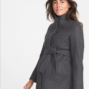 Light Gray Belted Maternity Peacoat